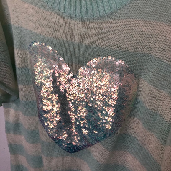Wildfox White Label Striped Sequin Heart Sweater Size Medium - Picture 6 of 9